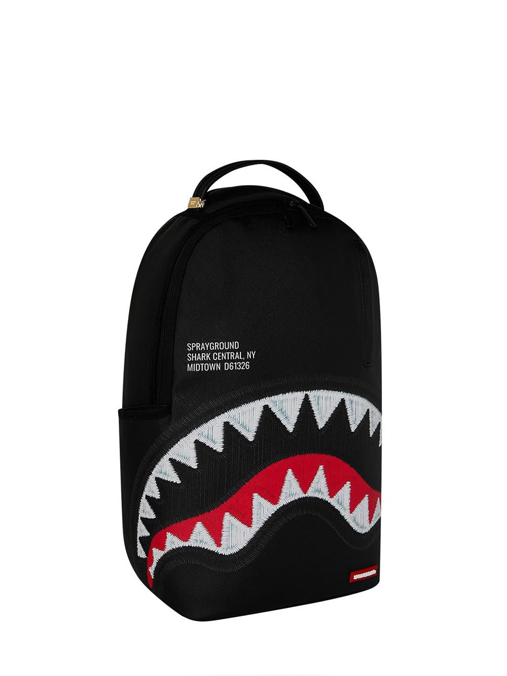 shark central black embroidered shark backpack Sprayground Zaino Unisex 910b9629nsz Nero