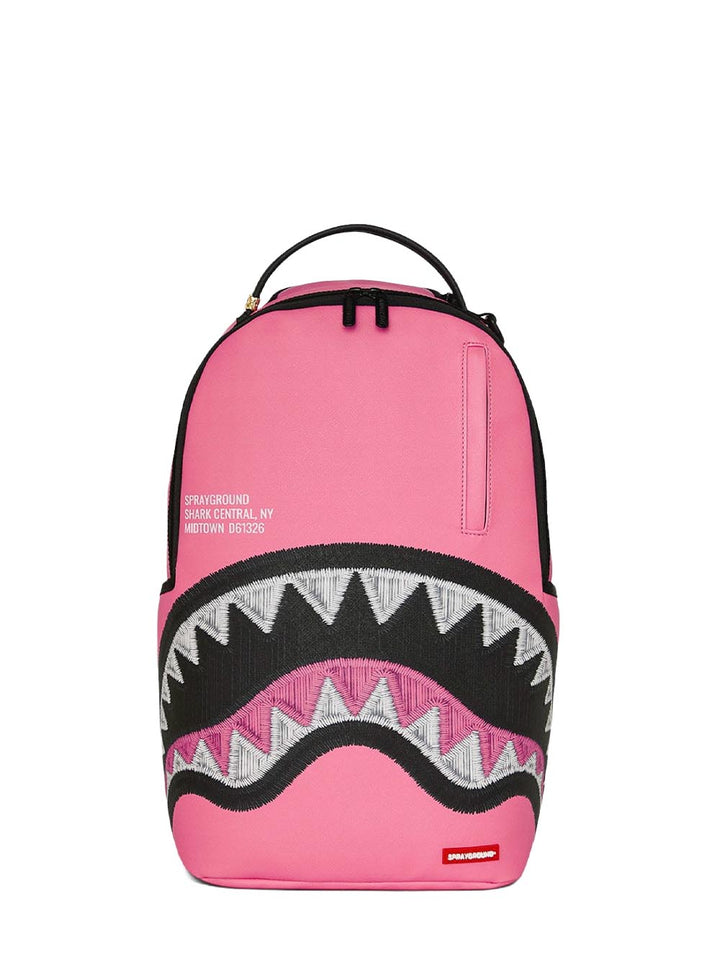 shark central pink embroidered shark backpack Sprayground Zaino Unisex 910b9630nsz Fucsia
