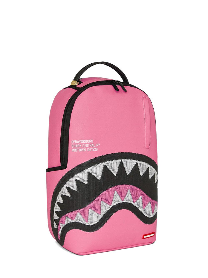 shark central pink embroidered shark backpack Sprayground Zaino Unisex 910b9630nsz Fucsia