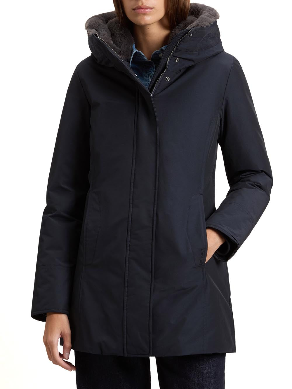 BOULDER FAUX FUR PARKA Woolrich Giubbino Donna Cfwwou2265frut0001 Blu