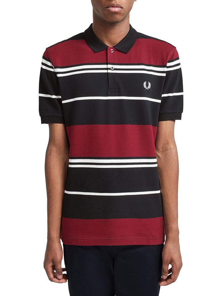 Fred Perry Polo Uomo Nero bordeaux