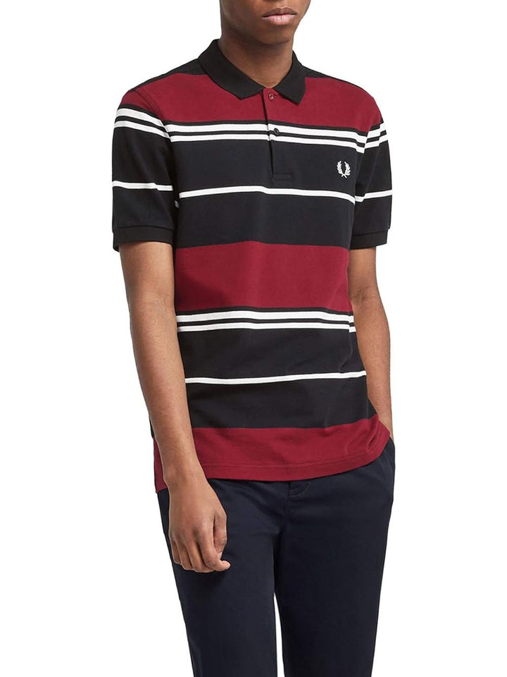 Fred Perry Polo Uomo Nero bordeaux