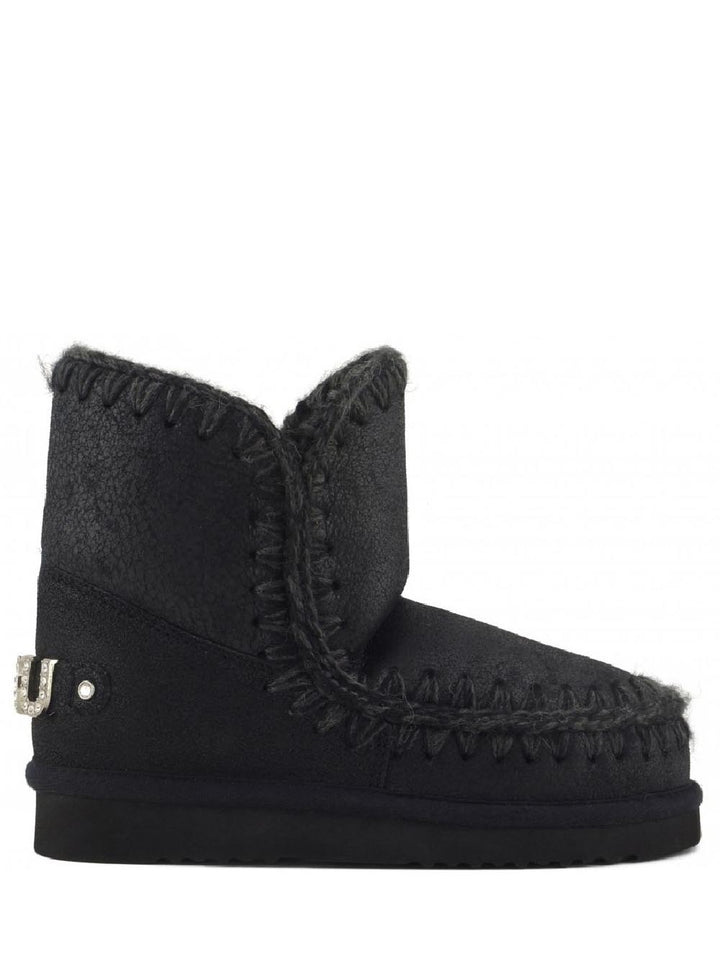 Mou Stivaletti Boot Donna Eskimo 18 Rhinestones Logo Nero