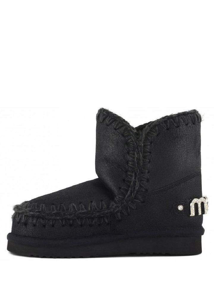 Mou Stivaletti Boot Donna Eskimo 18 Rhinestones Logo Nero