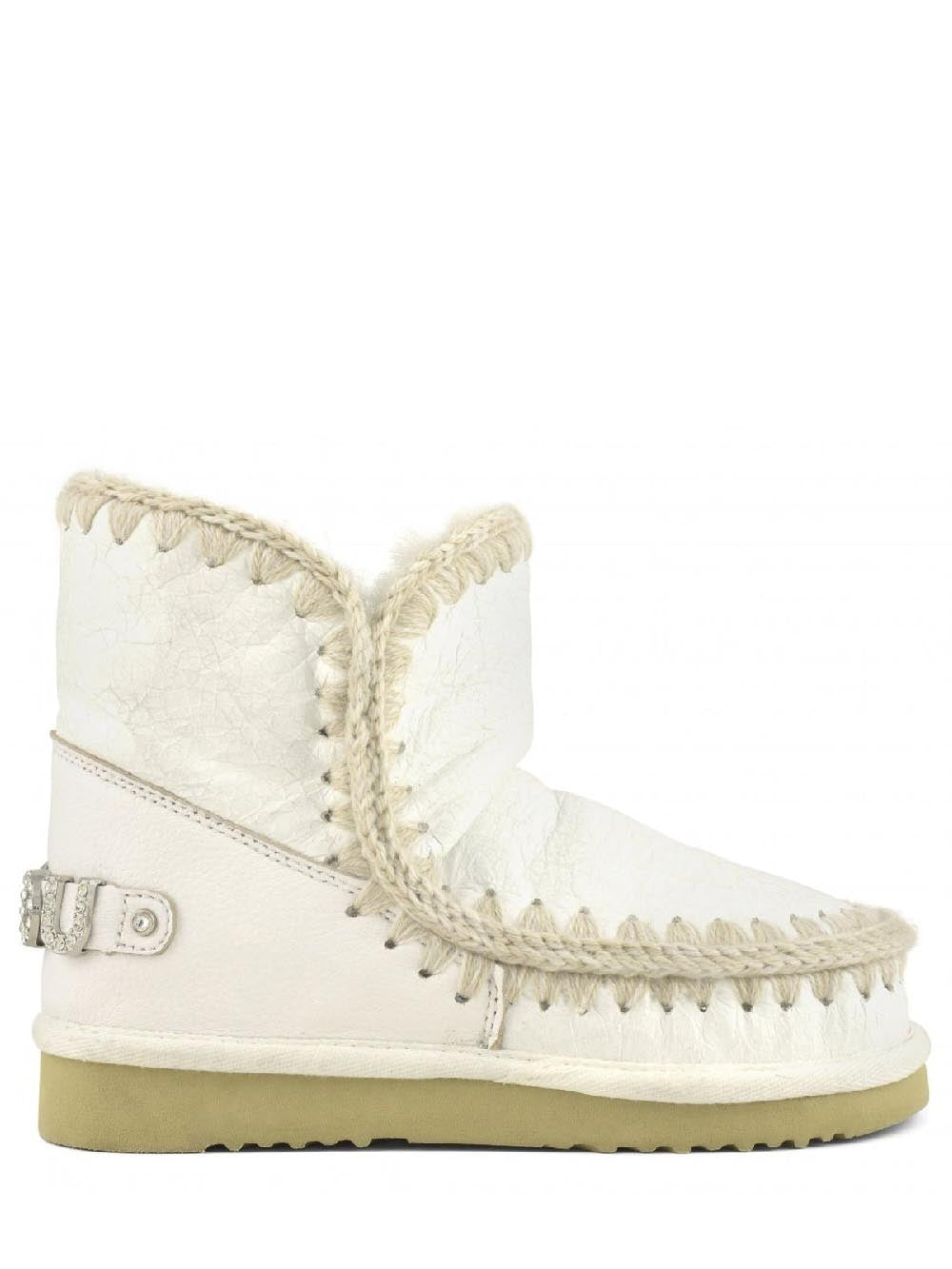 Mou Stivaletti Boot Donna Eskimo 18 Rhinestones Logo Bianco