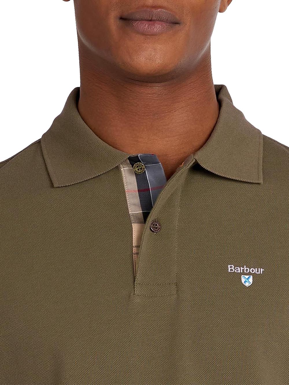 Barbour Polo Uomo Mml0012 Tartan Pique Polo Verde