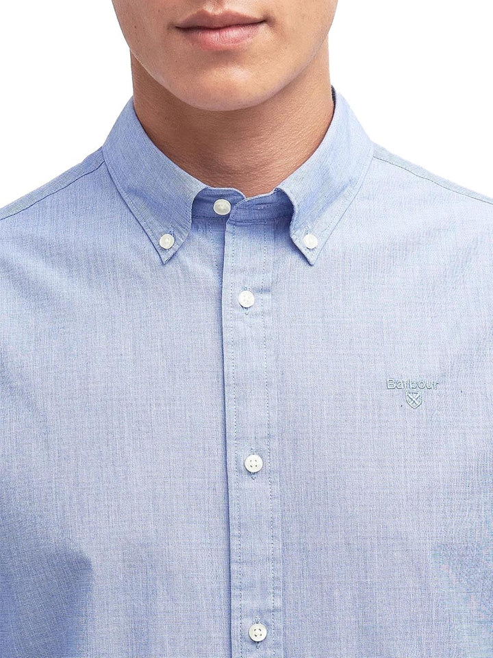 Barbour Camicia Uomo Msh5467 Crest Poplin Tailored Shirt Celeste