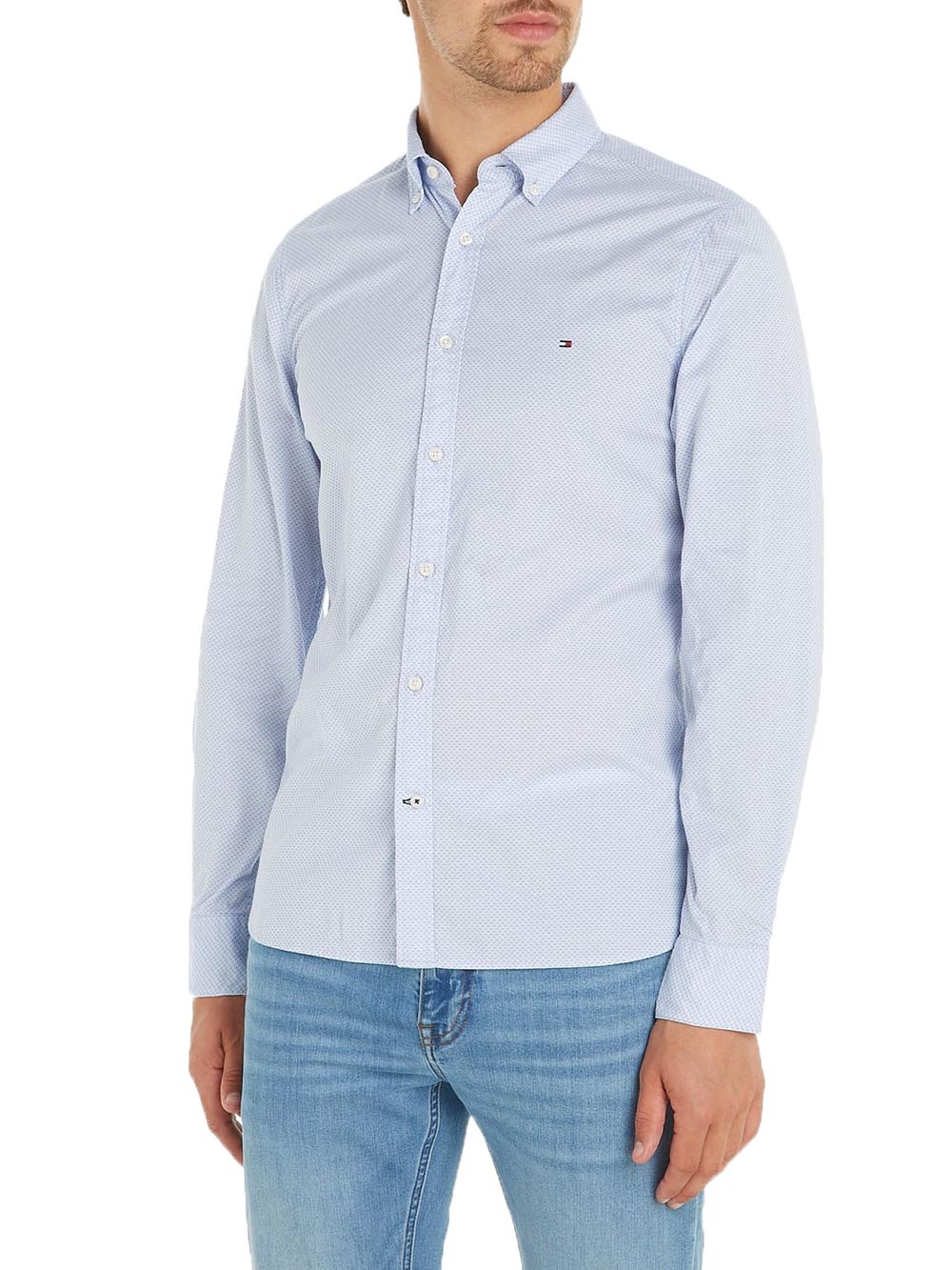 Tommy Hilfiger Camicia Uomo Mw0mw33762 Celeste