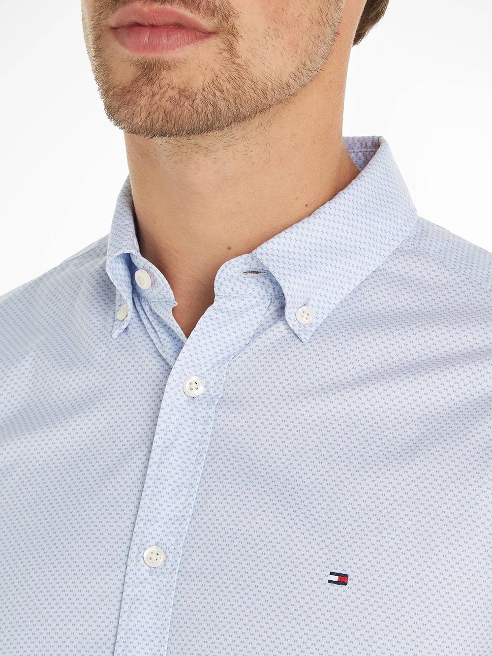 Tommy Hilfiger Camicia Uomo Mw0mw33762 Celeste